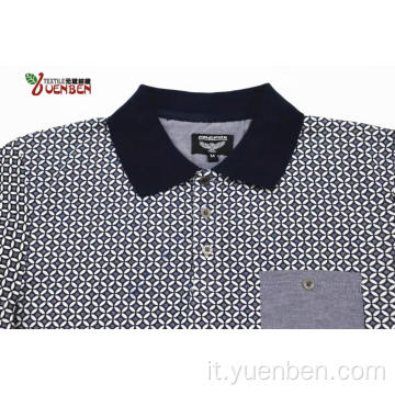 Jersey solido con stampa e camicia con tasca Oxford